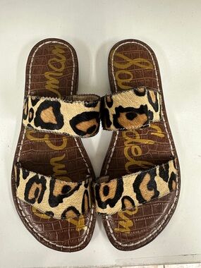 Delman Leopard Hair-On Slide Sandals - Black/Brown/White